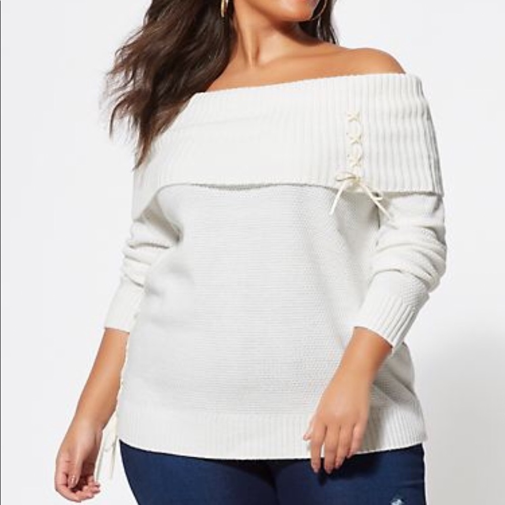 Fashion to Figure White Off-the-Shoulder Sweater